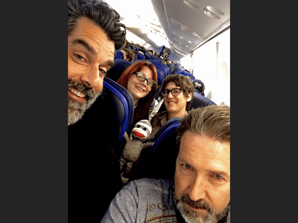 Singer Carolyn Wonderland in a plane